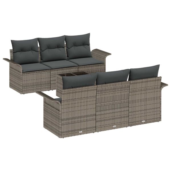 vidaXL Σετ Καναπέ Κήπου 7 pcs Γκρι Πολυ ράταν