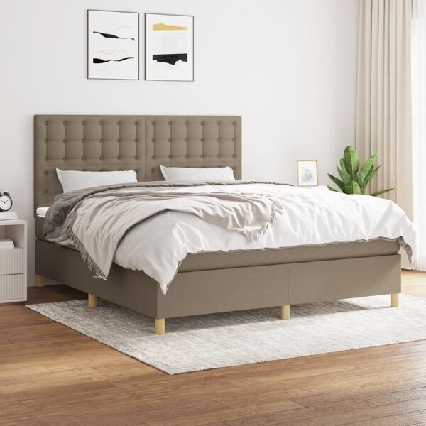 vidaXL &Kappa;&rho;&epsilon;&beta;ά&tau;&iota; Boxspring &mu;&epsilon; &Sigma;&tau;&rho;ώ&mu;&alpha; Taupe 160x200 &epsilon;&kappa;. &Upsilon;&phi;&alpha;&sigma;&mu;ά&tau;&iota;&nu;&omicron;