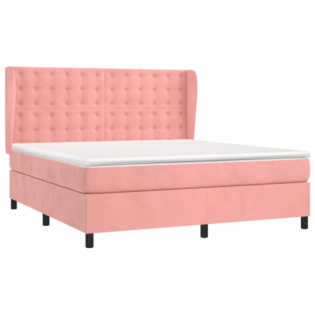 vidaXL Κρεβάτι Boxspring με Στρώμα Ροζ 180x200 εκ. Βελούδινο