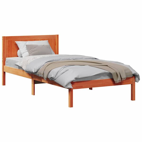 vidaXL Σκελετός Κρεβατιού Καφέ 75 x 190 cm Μασίφ ξύλο πεύκου