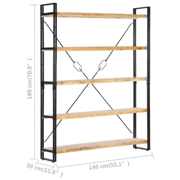 vidaXL Βιβλιοθήκη με 5 Επίπεδα 140 x 30 x 180 εκ. Μασίφ Ξύλο Μάνγκο