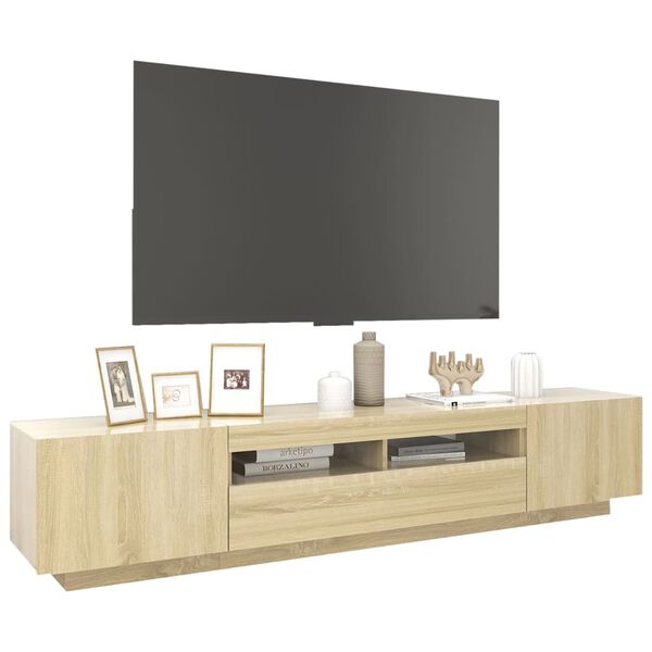 vidaXL Έπιπλο Τηλεόρασης με LED Sonoma Δρυς 200 x 35 x 40 εκ.