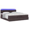 vidaXL Οθωμανικό κρεβάτι με στρώμα & LEDs Σκούρο καφέ 160x200cm ύφασμα
