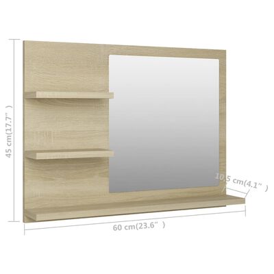 vidaXL Καθρέφτης Μπάνιου Sonoma Δρυς 60 x 10,5 x 45 εκ. Μοριοσανίδα
