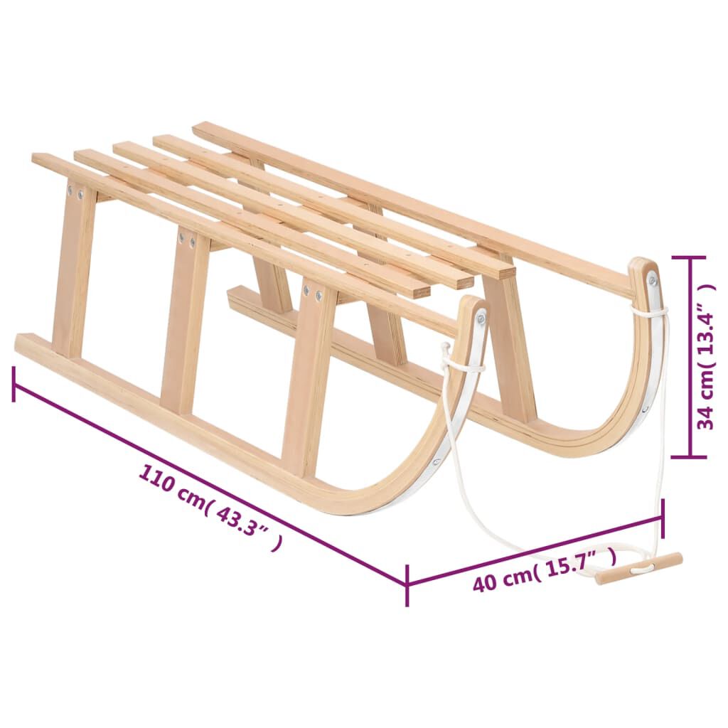 vidaXL Έλκηθρο Χιονιού 110 x 40 x 34 εκ. από Κόντρα Πλακέ