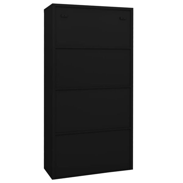 vidaXL Ντουλάπα Γραφείου Μαύρη 90x40x180 εκ. από Ατσάλι / Ψημένο Γυαλί