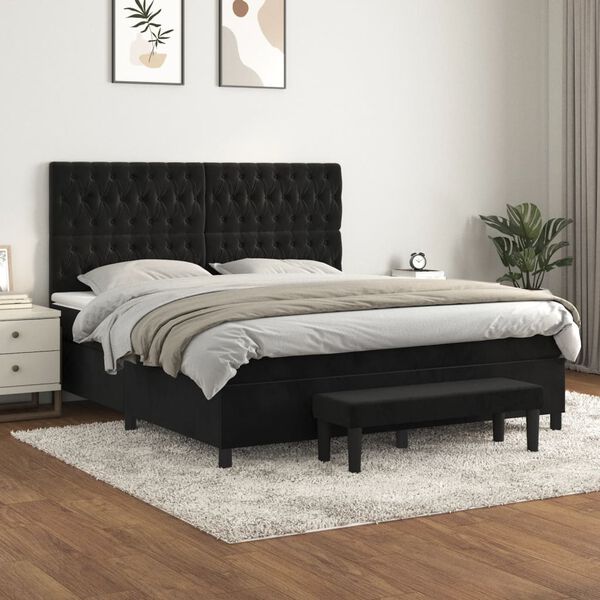 vidaXL &Kappa;&rho;&epsilon;&beta;ά&tau;&iota; Boxspring &mu;&epsilon; &Sigma;&tau;&rho;ώ&mu;&alpha; &Mu;&alpha;ύ&rho;&omicron; 180x200 &epsilon;&kappa;. &Beta;&epsilon;&lambda;&omicron;ύ&delta;&iota;&nu;&omicron;