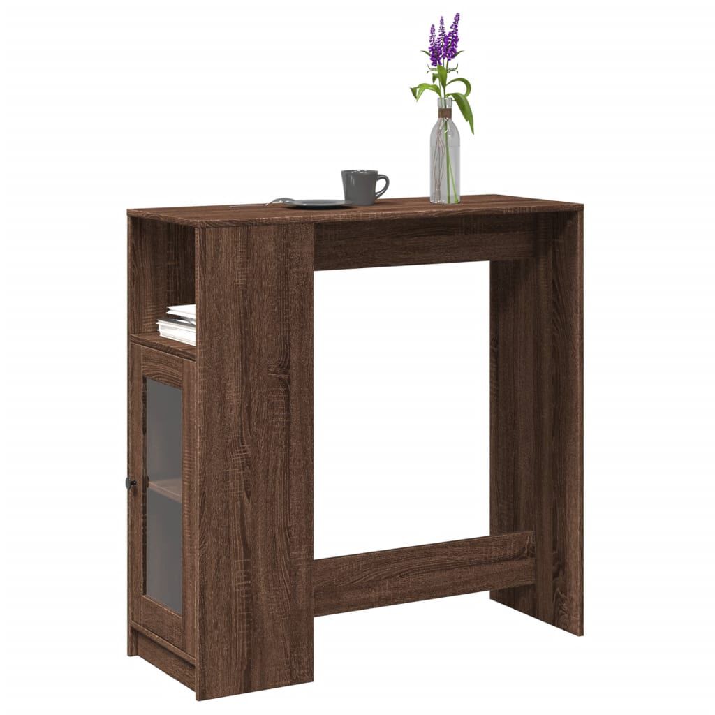 vidaXL Τραπέζι Μπαρ με Ράγες Καφέ Δρυς 101x40x103,5 εκ. Επεξεργ. Ξύλο