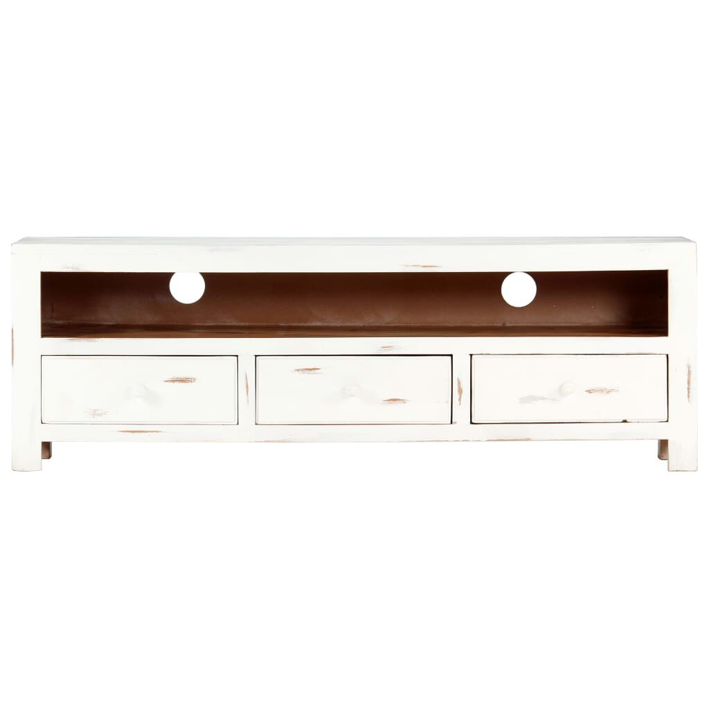 vidaXL Έπιπλο Τηλεόρασης Λευκό 120x30x40 εκ. από Μασίφ Ξύλο Ακακίας