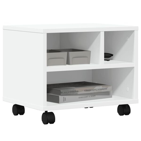vidaXL Βάση Εκτυπωτή με Ρόδες Λευκή 41x32x34,5 εκ.