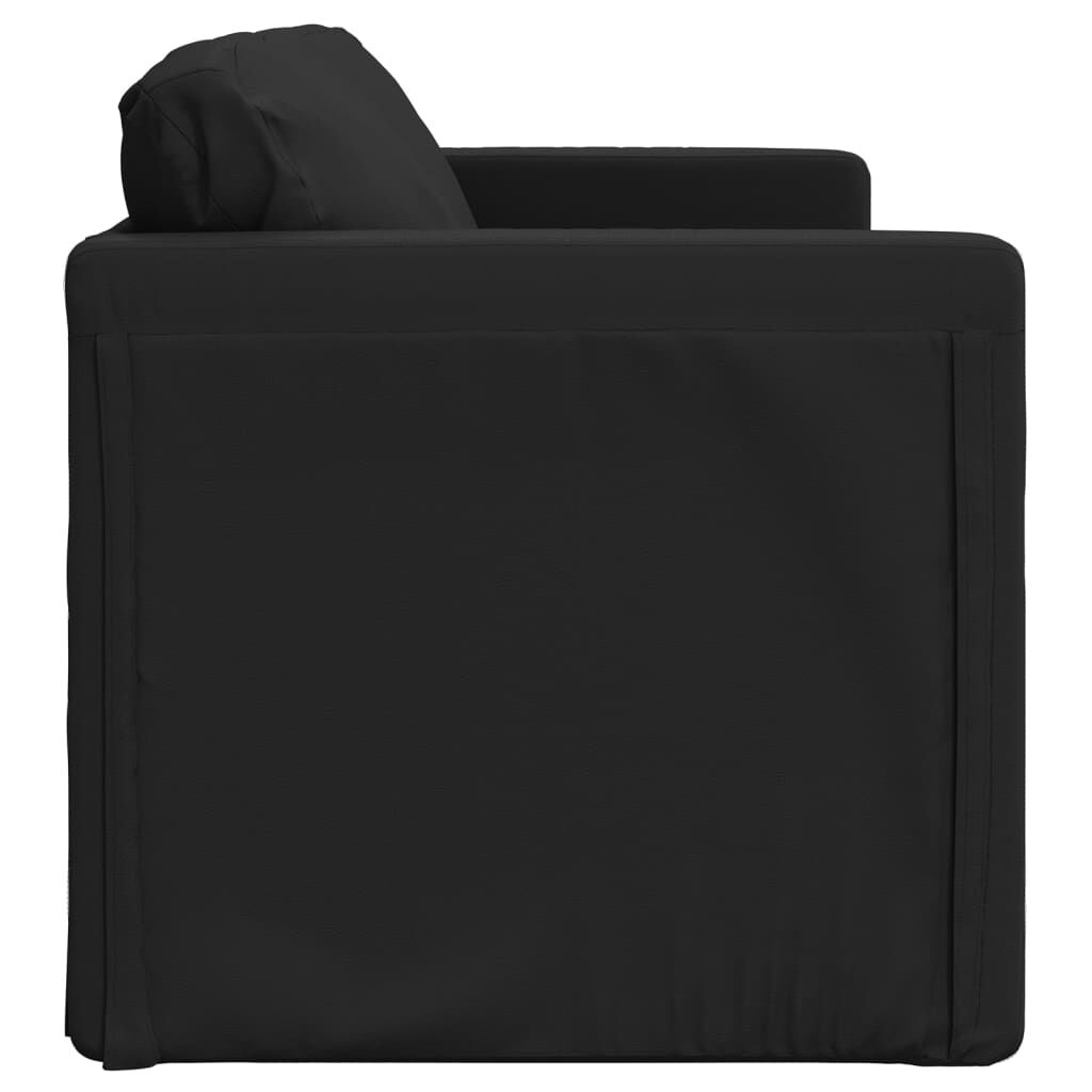 vidaXL Καναπές-Κρεβάτι Δαπέδου 2 σε 1 Μαύρο 112x174x55 εκ. Συνθ. Δέρμα