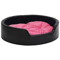 vidaXL Κρεβάτι Σκύλου Μαύρο/Ροζ 99 x 89 x 21 εκ. Βελουτέ/Συνθ. Δέρμα