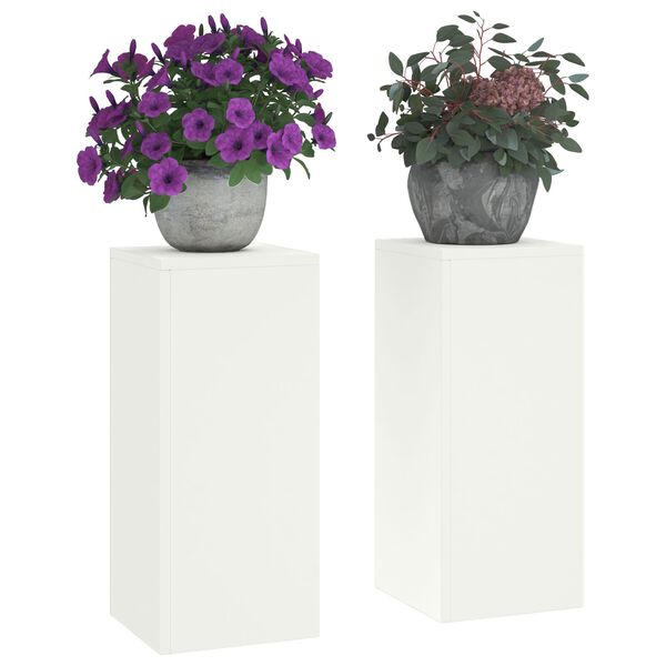 vidaXL Εξωτερικές Σταντ Φυτών σετ 2 σε λευκό, 24x24x55 εκ, Ατσάλι