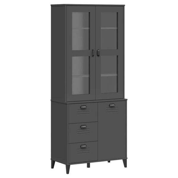 vidaXL Ντουλάπι Ψηλό VIKEN Ανθρακί Γκρι 80x40x190εκ. Μασίφ Ξύλο Πεύκου