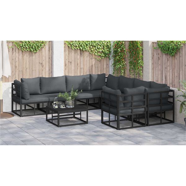 vidaXL Σετ Καναπέ Κήπου 9 pcs Μαύρο 70 x 70 x 32 εκ Αλουμίνιο