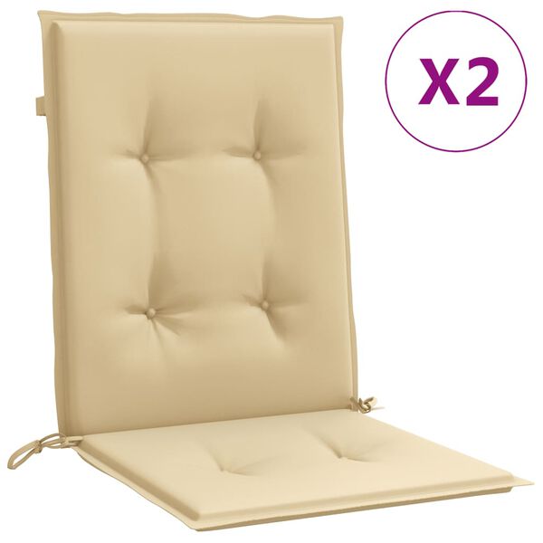 vidaXL Μαξιλάρια Καρέκλας με Πλάτη 2 τεμ. Μπεζ 100x50x4 εκ. Ύφασμα