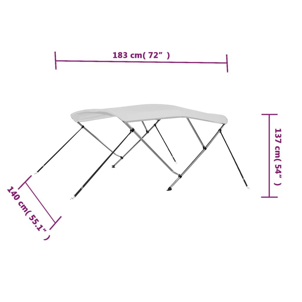 vidaXL Τέντα Σκάφους με 3 Αψίδες Λευκή 183 x 140 x 137 εκ.