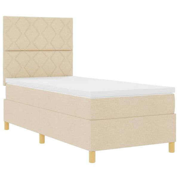 vidaXL Κρεβάτι με ελατήρια με στρώμα Κρεμ 90 x 190 cm ύφασμα