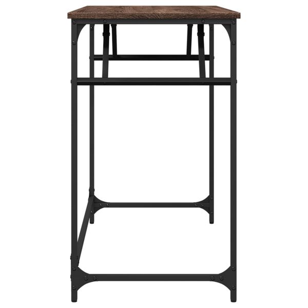 vidaXL Γραφείο Καφέ Δρυς 100x45x76 εκ Επ. Ξύλο/Ατσάλι Ηλ. Βαφή Πούδρας