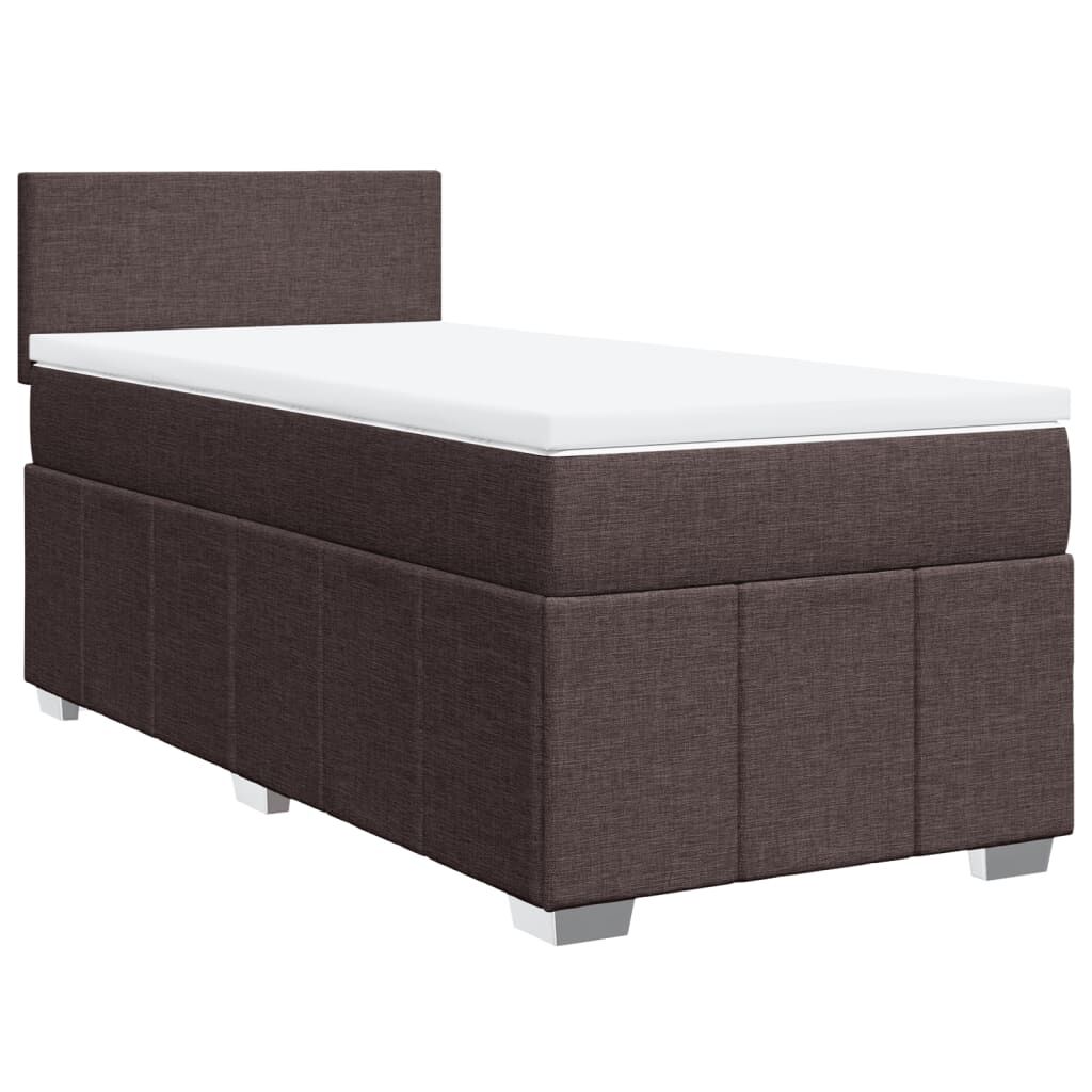 vidaXL Κρεβάτι Boxspring με Στρώμα Σκούρο Καφέ 90x190 εκ. Υφασμάτινο