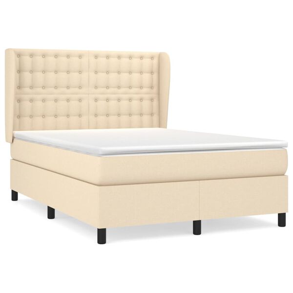 vidaXL &Kappa;&rho;&epsilon;&beta;ά&tau;&iota; Boxspring &mu;&epsilon; &Sigma;&tau;&rho;ώ&mu;&alpha; &Kappa;&rho;&epsilon;&mu; 140x190 &epsilon;&kappa;. &Upsilon;&phi;&alpha;&sigma;&mu;ά&tau;&iota;&nu;&omicron;