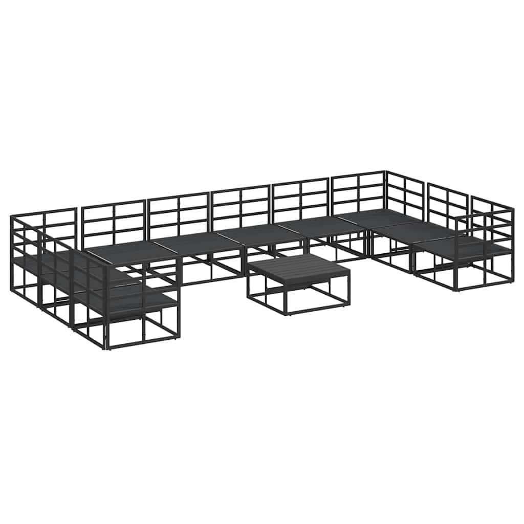 vidaXL Σετ Καναπέ Κήπου με μαξιλάρι 11 pcs Μαύρο Αλουμίνιο
