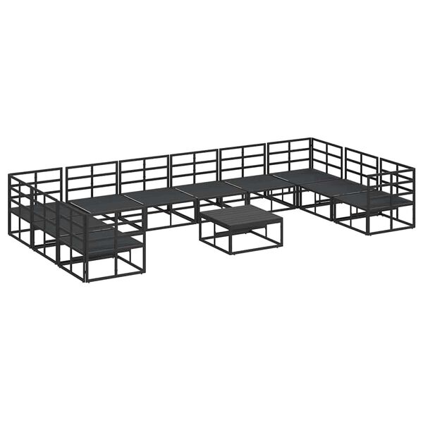vidaXL Σετ Καναπέ Κήπου με μαξιλάρι 11 pcs Μαύρο Αλουμίνιο