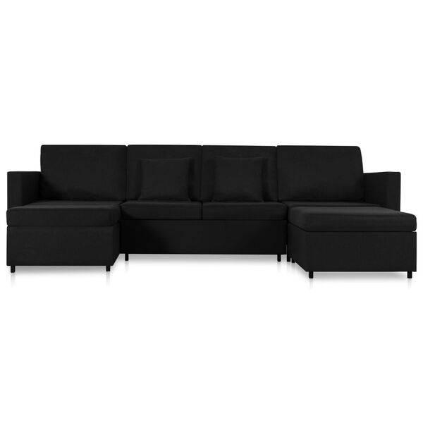 vidaXL Καναπές Κρεβάτι Τετραθέσιος Συρόμενος Μαύρος Υφασμάτινος