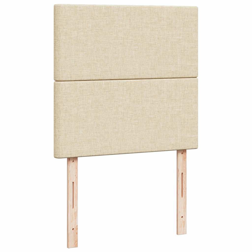 vidaXL Οθωμανικό κρεβάτι με στρώματα Κρέμα 180x200cm ύφασμα