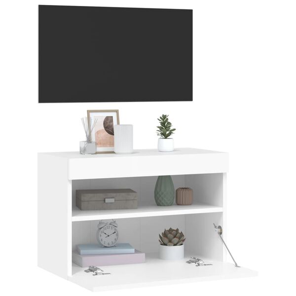 vidaXL Έπιπλο Τοίχου Τηλεόρασης με LED Λευκό 40x30x40 εκ.
