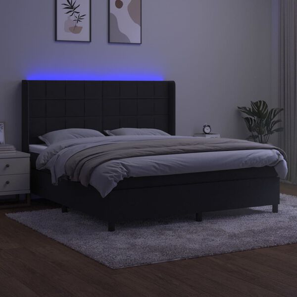 vidaXL &Kappa;&rho;&epsilon;&beta;ά&tau;&iota; Boxspring &mu;&epsilon; &Sigma;&tau;&rho;ώ&mu;&alpha; & LED &Mu;&alpha;ύ&rho;&omicron; 180x200 &epsilon;&kappa;. &Beta;&epsilon;&lambda;&omicron;ύ&delta;&iota;&nu;&omicron;