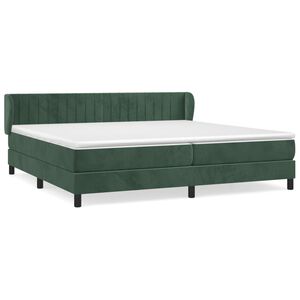 vidaXL Κρεβάτι Boxspring με Στρώμα Σκούρο Πράσινο 200x200εκ. Βελούδινο
