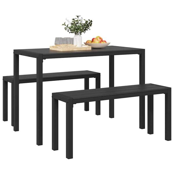 vidaXL Σέτ φαγητού για κήπο με μαξιλάρι 3 pcs Ανθρακί Ατσάλι