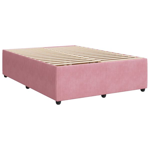vidaXL Κρεβάτι Boxspring με Στρώμα Ροζ 160x200 εκ. Βελούδινο