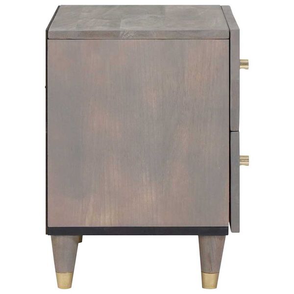 vidaXL Κομοδίνο με συρτάρι Γκρι 40 x 33 x 46 εκ. Μασίφ ξύλο μάνγκο