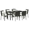 vidaXL Σέτ φαγητού για κήπο με μαξιλάρι 7 pcs Μαύρο Πολυ ράταν