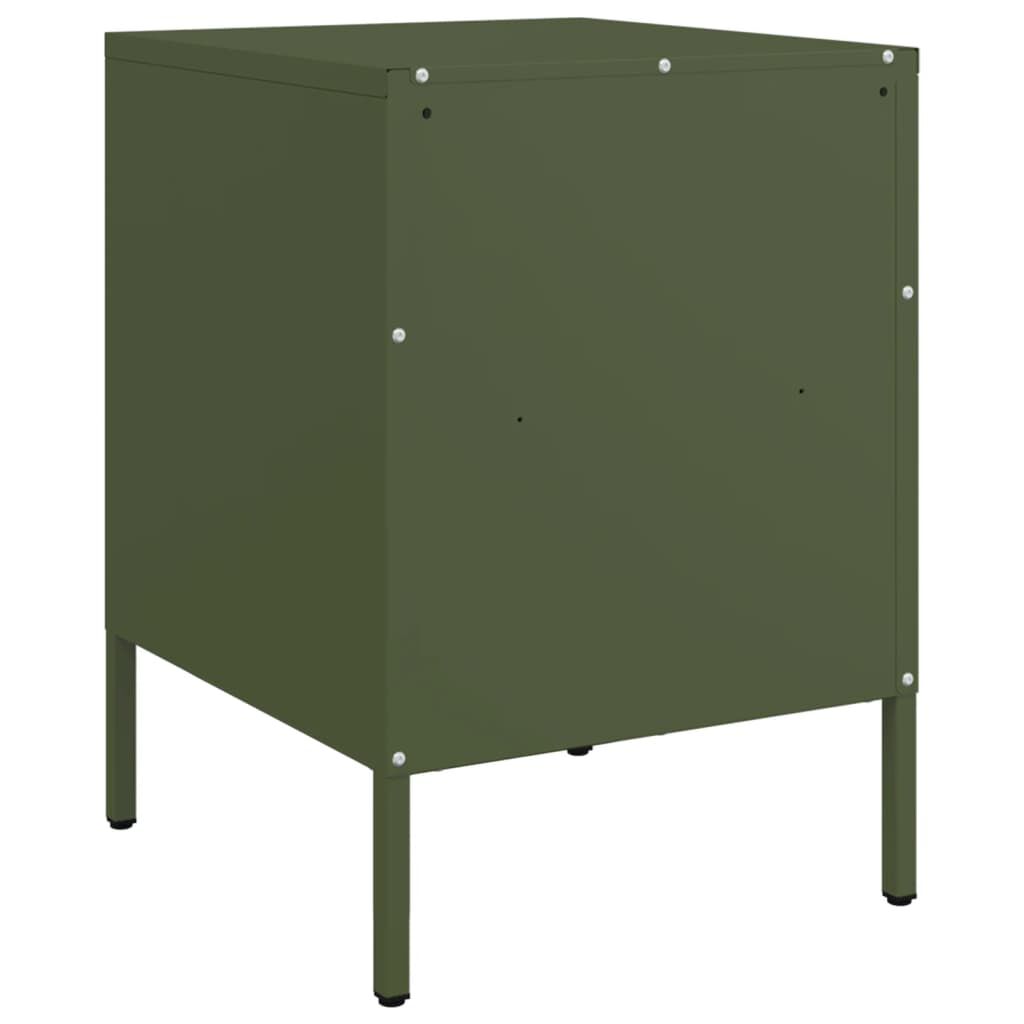 vidaXL Κομοδίνο Πράσινο Λαδί 36x39x50,5 εκ. από Χάλυβα