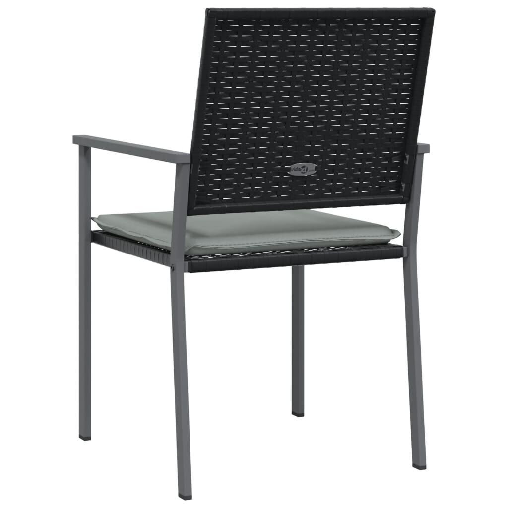 vidaXL Καρέκλες Κήπου 4 τεμ. Μαύρο 54x62,5x89 εκ Συνθ. Ρατάν&Μαξιλάρια
