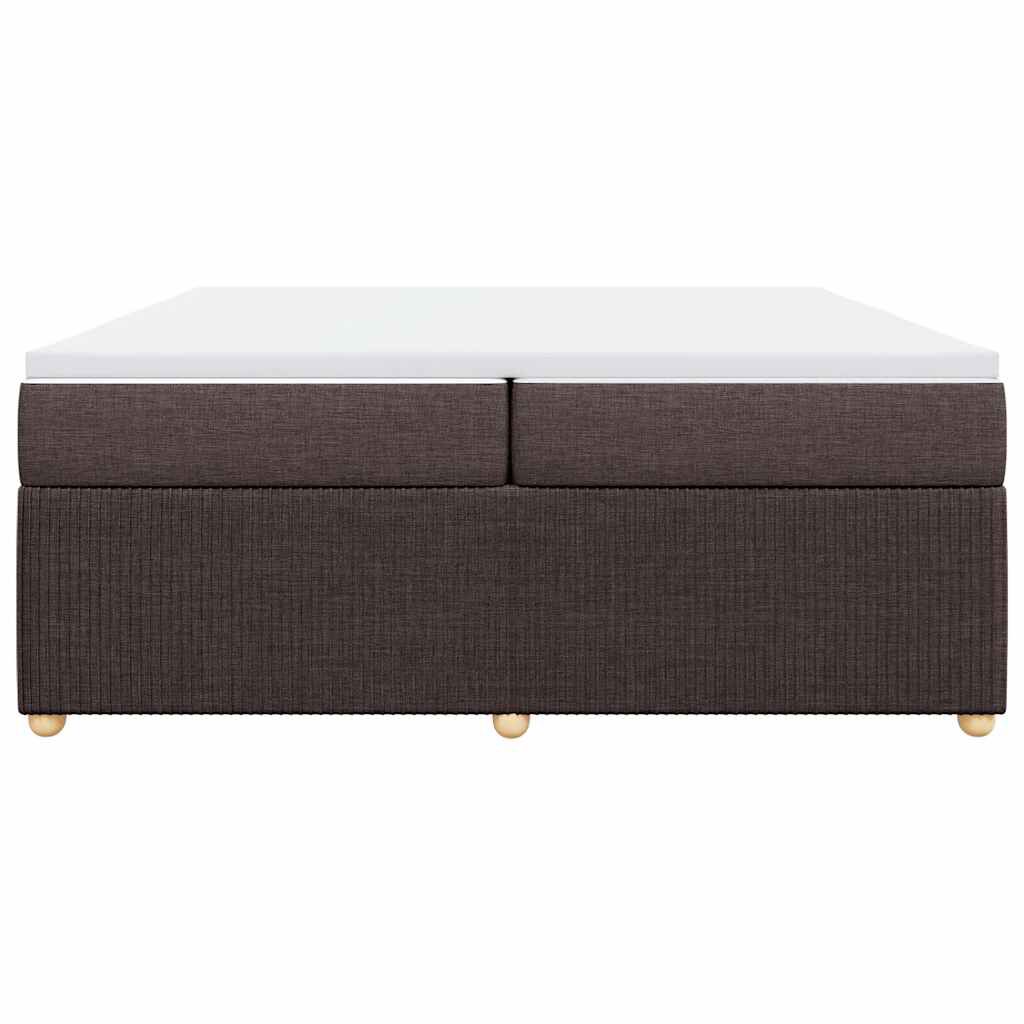 vidaXL Κρεβάτι Boxspring με Στρώμα Σκούρο Καφέ 200x200 εκ. Υφασμάτινο
