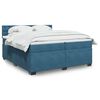 vidaXL Κρεβάτι Boxspring με Στρώμα Μπλε 200x200 εκ. Βελούδινο