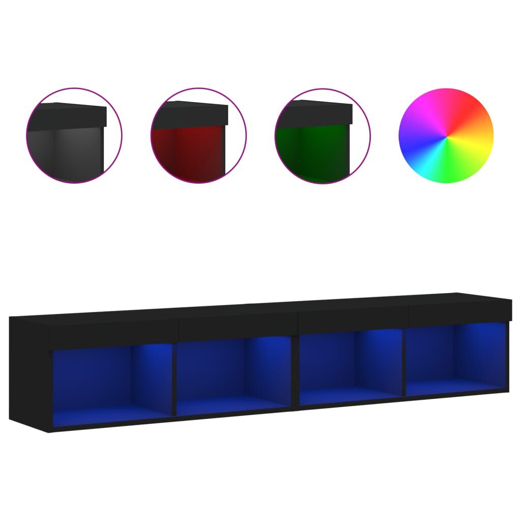 vidaXL Έπιπλα Τηλεόρασης με LED 2 τεμ. Μαύρα 80 x 30 x 30 εκ.