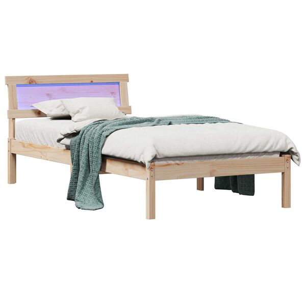 vidaXL Σκελετός Κρεβατιού Καφέ 90 x 190 cm Συμπαγές ξύλο πεύκου