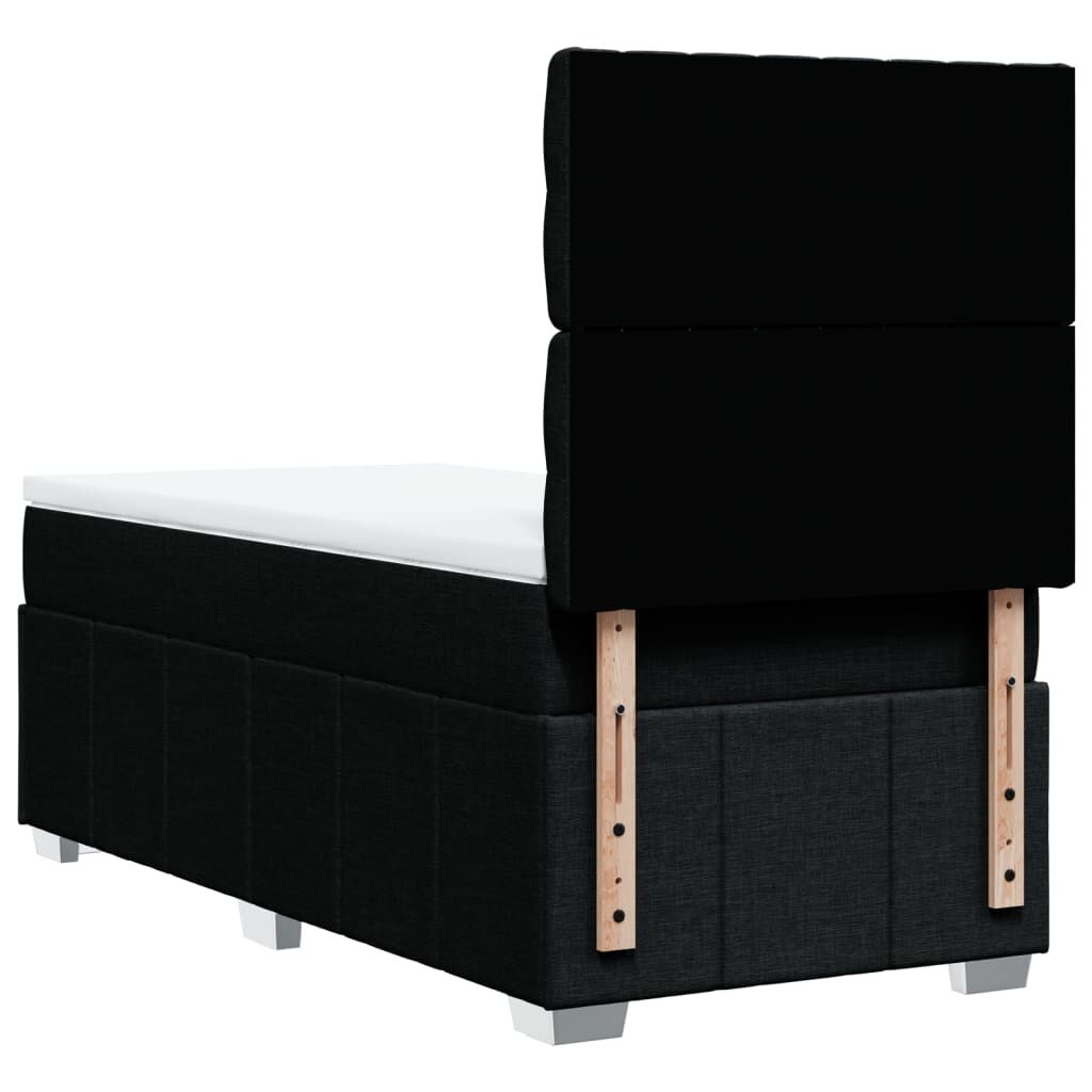 vidaXL Κρεβάτι Boxspring με Στρώμα Μαύρο 90x200 εκ. Υφασμάτινο