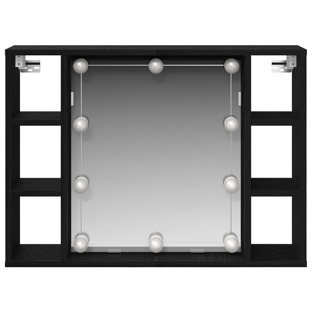 vidaXL Καθρέφτης Ντουλάπι LED - Μαύρη Δρυς - 76x15x55 εκ. - Κατασκευασμένο από Επεξεργασμένο Ξύλο