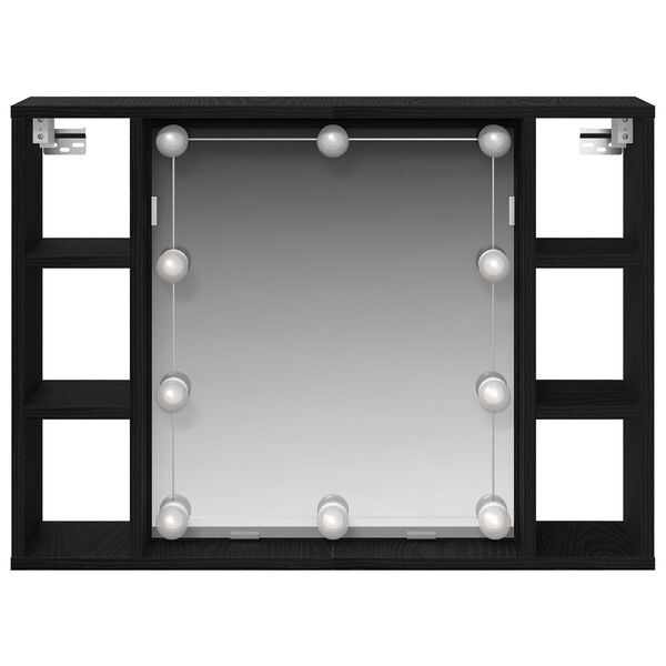 vidaXL Καθρέφτης Ντουλάπι LED - Μαύρη Δρυς - 76x15x55 εκ. - Κατασκευασμένο από Επεξεργασμένο Ξύλο