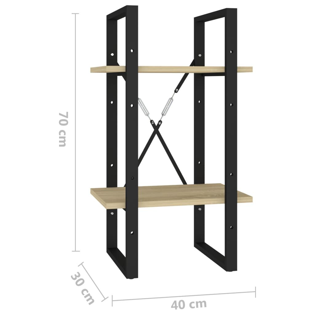 vidaXL Βιβλιοθήκη με 2 Ράφια Sonoma Δρυς 40 x 30 x 70 εκ. Επεξ. Ξύλο