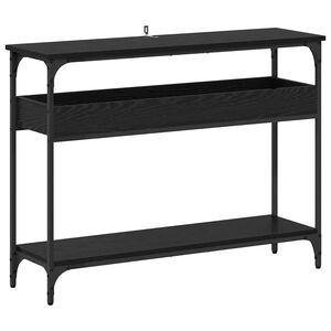 vidaXL Τραπέζι κονσόλας με ράφι Μαύρη δρυς 100 x 29 x 75 εκ.
