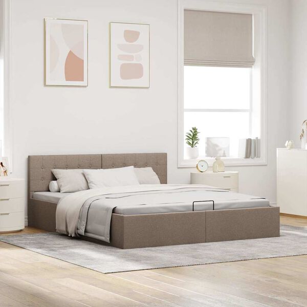vidaXL &Pi;&lambda;&alpha;ί&sigma;&iota;&omicron; &Kappa;&rho;&epsilon;&beta;&alpha;&tau;&iota;&omicron;ύ &mu;&epsilon; &Alpha;&pi;&omicron;&theta;&eta;&kappa;. &Chi;ώ&rho;&omicron; Taupe 180x200 &epsilon;&kappa;. &Upsilon;&phi;&alpha;&sigma;&mu;ά&tau;&iota;&nu;&omicron;