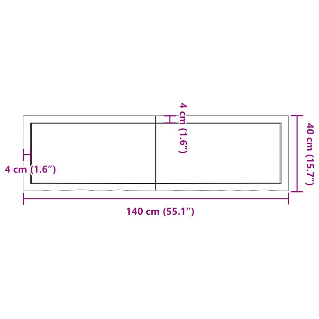 vidaXL Ράφι Τοίχου Σκούρο Καφέ 140x40x(2-6) εκ. Επεξ. Μασίφ Ξύλο Δρυός