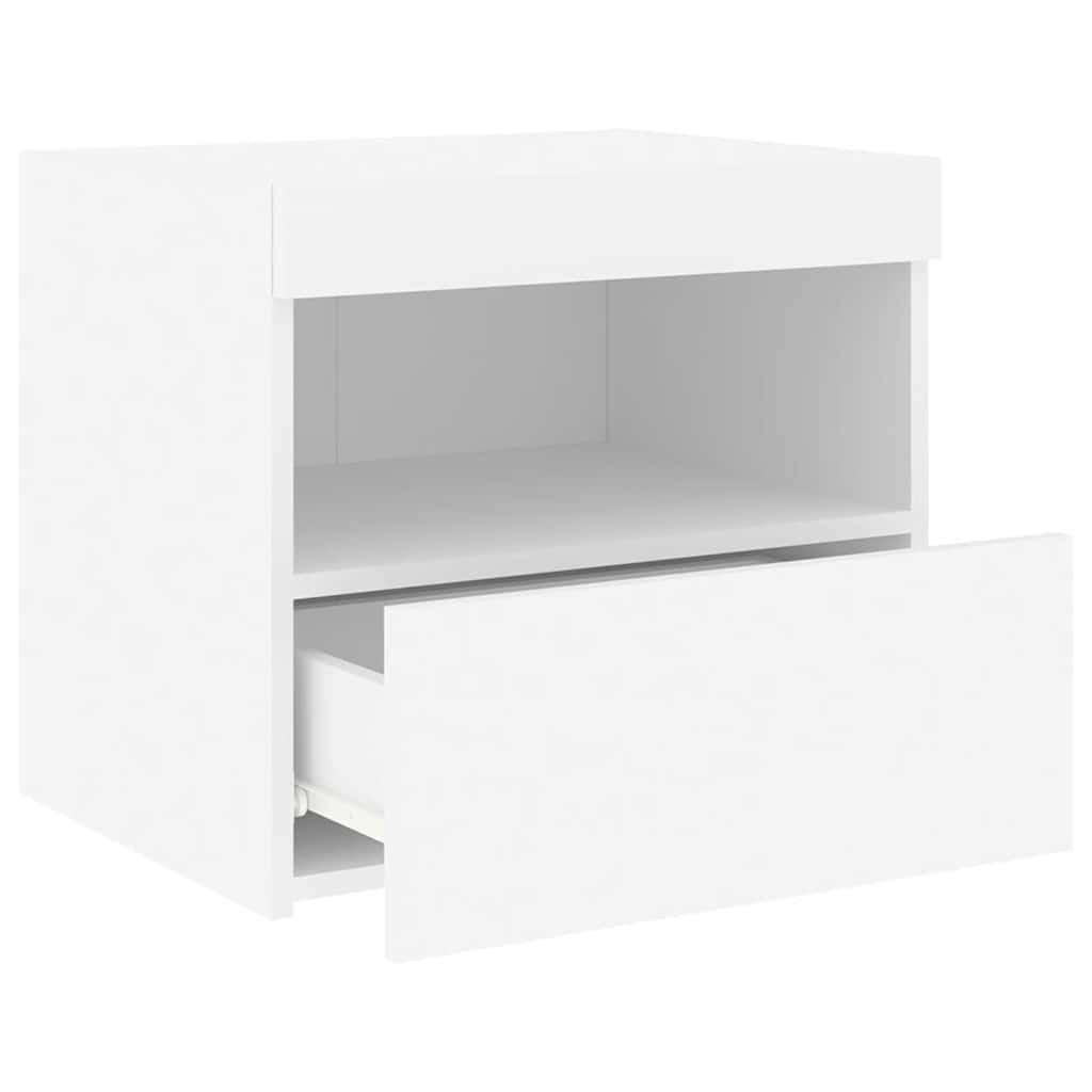 vidaXL Κομοδίνο με Φώτα LED Λευκό 50 x 40 x 45 εκ.